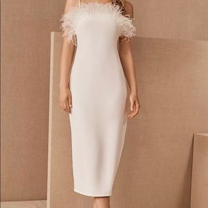 ELLIATT Harley Dress - Ivory Midi Dress with Feathers